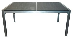 Gartentisch Aluminium mit Edelstahl-look und 2 Granit-Tischplatten