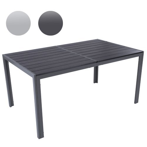 Gartentisch für bis zu 6 Personen, Alu Tisch Witterungs- und UV-beständig (Farbwahl) Gartenmöbel in hellgrau oder dunkelgrau - Maße: ca. 150x90 (LxB)