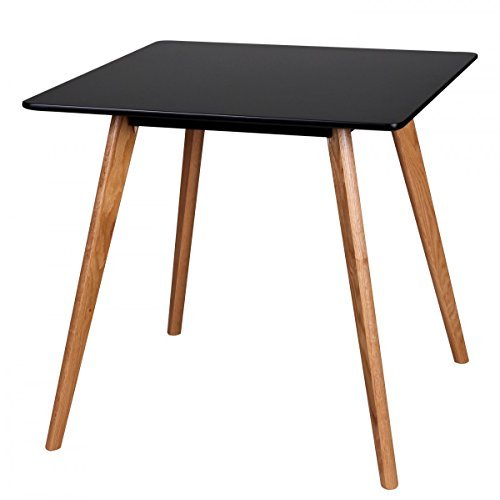 FineBuy Esszimmertisch aus MDF Holz | Esstisch mit Tischplatte in schwarz | Robuster Küchen-Tisch im Retro Stil | Holz-Tisch in skandinavischem Design | Untergestell in Eschefurnier