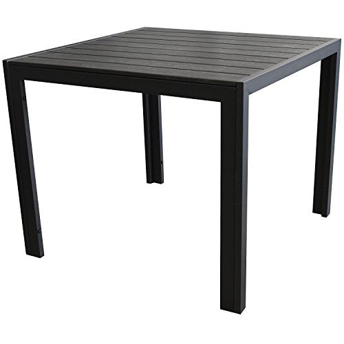 Lagerräumung! Gartentisch Beistelltisch Terrassentisch Aluminium Polywood / Non Wood 90x90cm - Schwarz