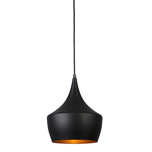 QAZQA Design / Modern / Pendelleuchte / Pendellampe / Hängelampe / Lampe / Leuchte Depeche Solo 2 schwarz Metall Rund LED geeignet E27 Max. 1 x 40 Watt