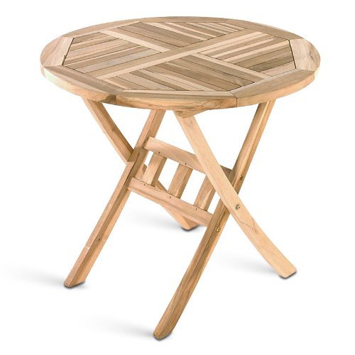 XXS® Möbel Gartentisch Rondo rund 80 cm zusammenklappbar hochwertiges Teak Holz natürliche Maserung pflegeleicht Lager Paketversand