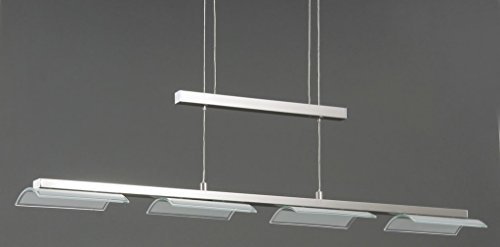 Trango® Design LED Pendelleuchte, Esstischleuchte höhenverstellbar - Edelstahl-Look (Edelstahl-Look-TG2013-042EP)