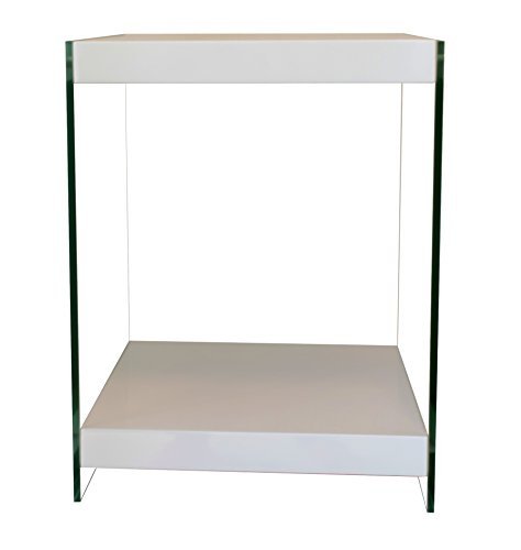 bonVIVO® Designer-Couchtisch Stella, Beistelltisch in moderner Glas-Holz Kombination, weiß Hochglanz lackiert bonVIVO® Designer-Couchtisch Stella, Beistelltisch in moderner Glas-Holz Kombination, weiß Hochglanz lackiert