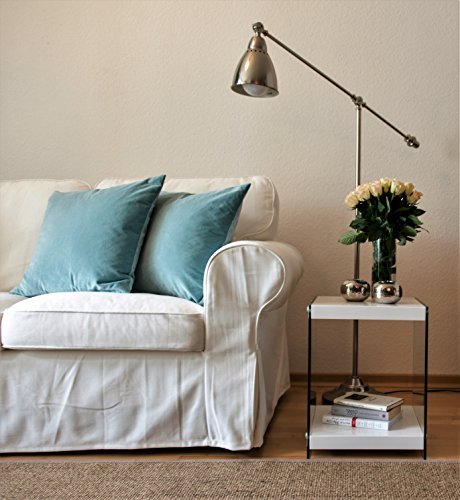 bonVIVO® Designer-Couchtisch Stella, Beistelltisch in moderner Glas-Holz Kombination, weiß Hochglanz lackiert bonVIVO® Designer-Couchtisch Stella, Beistelltisch in moderner Glas-Holz Kombination, weiß Hochglanz lackiert