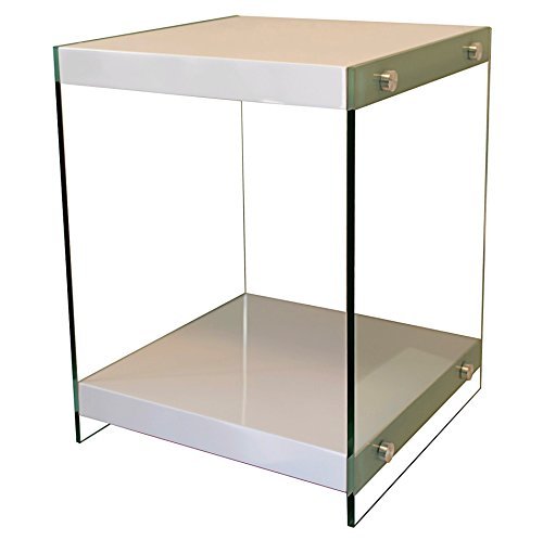 bonVIVO® Designer-Couchtisch Stella, Beistelltisch in moderner Glas-Holz Kombination, weiß Hochglanz lackiert bonVIVO® Designer-Couchtisch Stella, Beistelltisch in moderner Glas-Holz Kombination, weiß Hochglanz lackiert