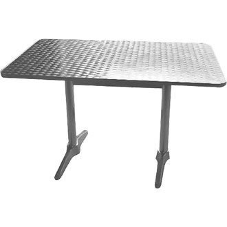 Bolero u432 rechteckig Säulentisch, Edelstahl Top und Aluminium Rand, 1200 mm x 600 mm, silber