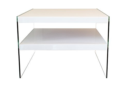 bonVIVO® Designer-Couchtisch Victoria, Beistelltisch in moderner Glas-Holz Kombination, weiß Hochglanz lackiert bonVIVO® Designer-Couchtisch Victoria, Beistelltisch in moderner Glas-Holz Kombination, weiß Hochglanz lackiert