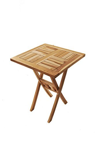 SAM® Teak-Holz Balkontisch, Gartentisch, Holztisch, 60 x 60 cm quadratisch, zusammenklappbar, leicht zu verstauen, geölt, Tisch aus Teak, Massiv-Holz [521331]