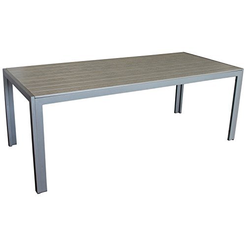 Eleganter Gartentisch für bis zu 8 Personen Aluminium Polywood / Non Wood Tischplatte 205x90cm grau/grau Esszimmertisch Küchentisch Esstisch Gartenmöbel Terrassenmöbel Esszimmermöbel