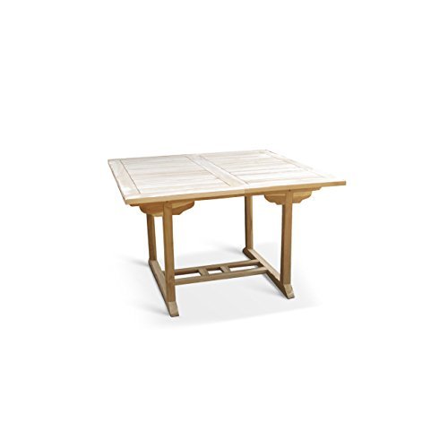 SAM® Teak-Holz Gartentisch, Balkontisch, 120 - 170 x 120 cm, massiver, ausziehbarer Holztisch, ideal für Ihren Balkon oder Garten [53262604]