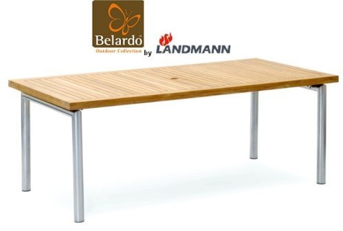Belardo by Landmann Gartentisch aus Teakholz 200x100cm Edelstahl Garten Tisch