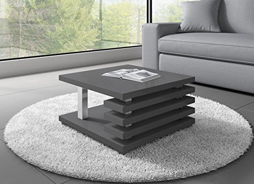 Couchtische Wohnzimmertische Beistelltisch Tisch Oslo 60 x 60 cm Grau Hochglanz