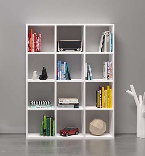 BASIC Bücherregal - Weiß - Büroregal - Raumteiler - Standregal für Wohnzimmer oder Büro in elegantem Design
