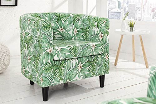 DuNord Design Sessel Clubsessel PROVENCE grün Blätter Retro Design Floral Möbel Polstersessel