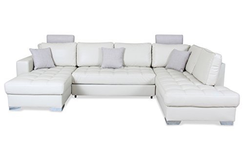 Sofa Couch Wohnlandschaft Arles - mit Schlaffunktion - Creme Sofa Couch Wohnlandschaft Arles - mit Schlaffunktion - Creme