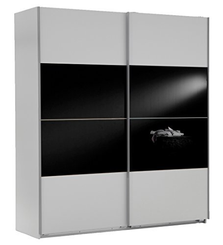 Wimex Kleiderschrank/ Schwebetürenschrank Easy A Plus, (B/H/T) 135 x 210 x 65 cm, Weiß/ Absetzung Glas Schwarz
