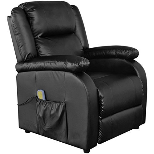 vidaXL Massagesessel Fernsehsessel Relaxsessel TV Sessel mit Heizfunktion schwarz/ weiß