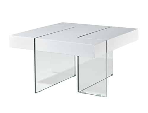 Design Glas Couchtisch Wohnzimmer Tisch Beistelltisch Glastisch Stubentisch weiß
