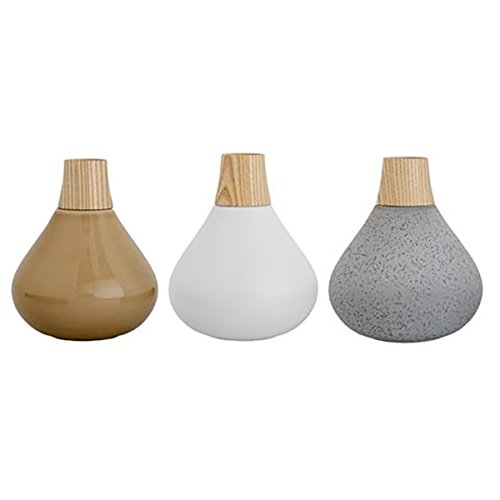 Bloomingville Vasen-Set - Matte White/Grey/Glossy Beige - 3 Stück - Ø10xH12 cm