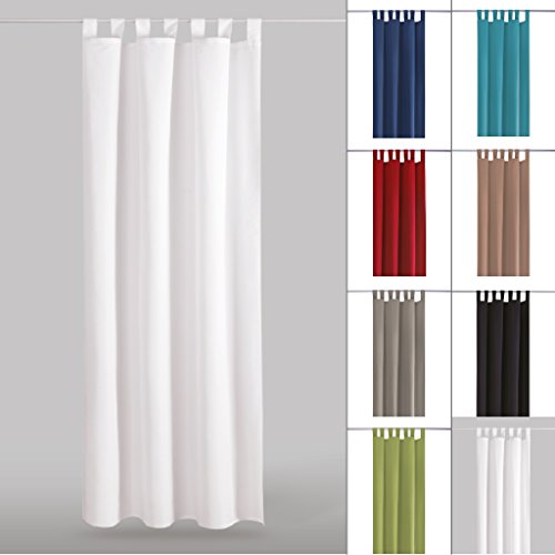 Bestlivings Gardine Vorhang blickdicht modern mit Schlaufen Schlaufenschal Mikrosatin matt, in vielen verschiedenen Farben und Größen, Auswahl WEISS in der Größe: B-140cm x L-145cm