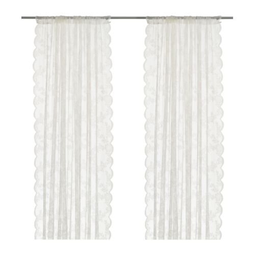 Ikea Alvine Spets Curtain Set 2 White, Kunstfaser, Weiß, 300 x 145 cm, 2-Einheiten