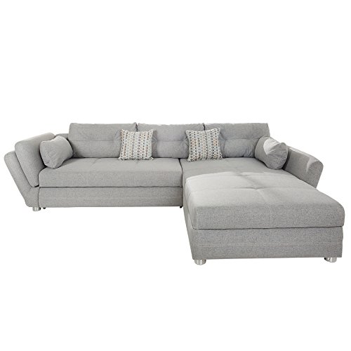 Modernes Ecksofa VICE mit Schlaffunktion hellgrau mit Bettkasten Schlafsofa grau Wohnlandschaft Couch