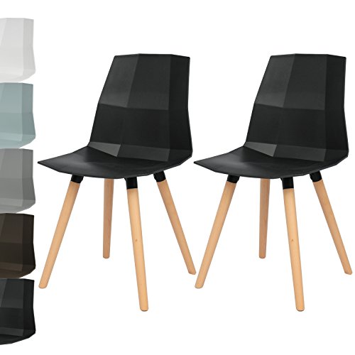 WOLTU 2 x Esszimmerstühle 2er Set Esszimmerstühle Design Stuhl Küchenstuhl Sitzfläche aus Kunststoff Holz Neu Design BH63sz-2-a Schwarz