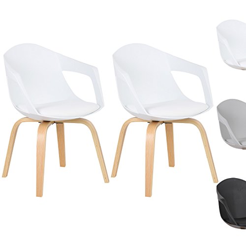 WOLTU BH50ws-2 2 x Esszimmerstühle 2er Set Esszimmerstuhl, Rücklehne und Sitzfläche aus Kunstleder, Design Stuhl Küchenstuhl, Holz-Gestell, Neu Design, Weiß