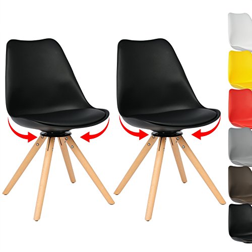 WOLTU BH57sz-2 2 x Esszimmerstühle 2er Set Esszimmerstühle Design Stuhl Küchenstuhl 360° frei drehbar Holz Neu Design Schwarz