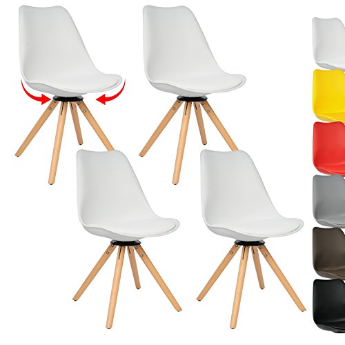 WOLTU BH57ws-4 4 x Esszimmerstühle 4er Set Esszimmerstühle Design Stuhl Küchenstuhl 360° frei drehbar Holz Neu Design Weiß