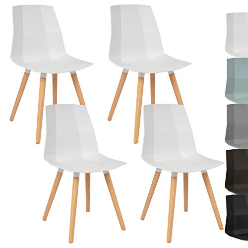 WOLTU® BH63ws-4 4 x Esszimmerstühle 4er Set Esszimmerstühle Design Stuhl Küchenstuhl mit Rückenlehne Kunststoff Holz Neu Design Weiß