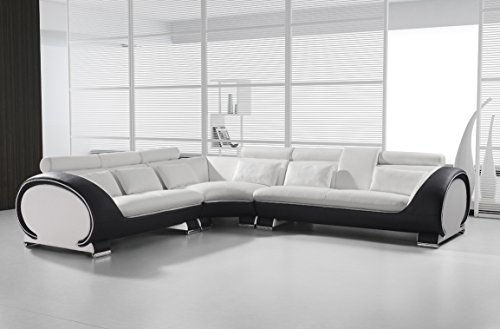 SAM® Ecksofa Vigo Combi 4 254,5 x 286,5 cm Weiß Weiß Schwarz rechts designed by Ricardo PaoloPolsterecke Wohnzimmer Couch Sofa