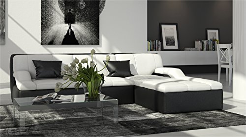 SAM® Stilvolles Ecksofa Rosella in weiß-schwarz Sofa in 240 x 200 cm designed by Ricardo Paolo® pflegeleichte Oberfläche angenehmer Sitzkomfort