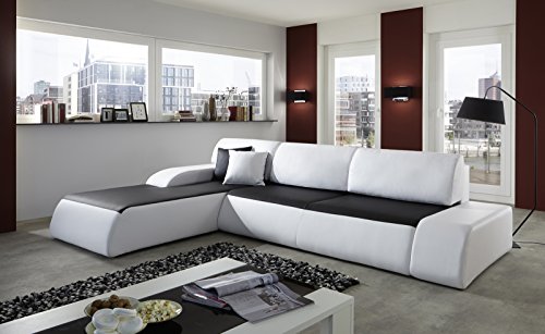 SAM® Ecksofa SOL schwarz - weiß 280 x 220 cm L - Form Ottomane links hoher Sitzkomfort ausreichend Platz