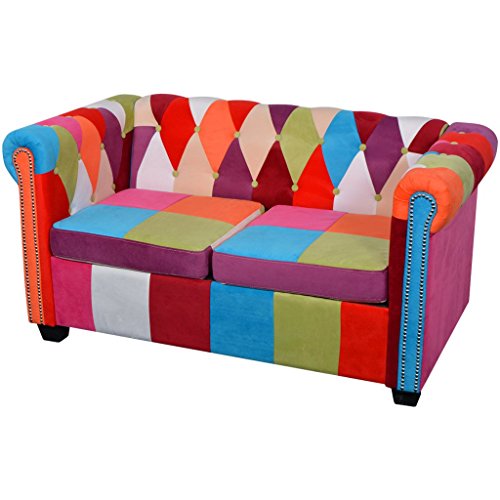 vidaXLChesterfield Sofa 2-Sitzer Loungesofa Couch Stoffsofa Polstersofa Stoff Design