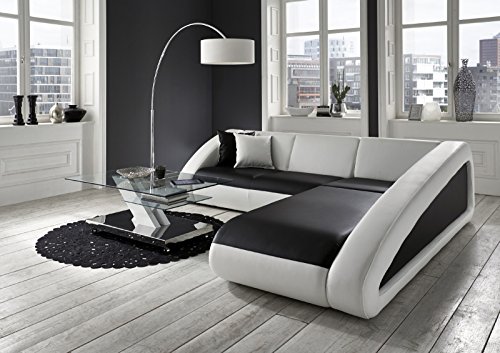 SAM® Ecksofa Ciao schwarz - weiß - weiß 270 x 250 cm Ottomane rechts designed by Ricardo Paolo® exklusiv L - Form