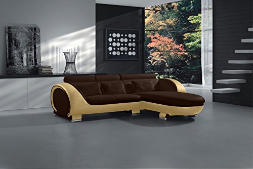 SAM Ecksofa Vigo Combi 1, braun / creme, Couch aus Kunstleder, 242x181 cm rechts