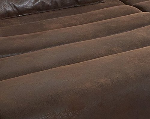 Cavadore Polsterecke Scoutano in Antiklederoptik mit Longchair links / Sofa L-Form mit XXL Longchair im Industrial Design / Größe: 268 x 76 x 170 cm (BxHxT) / Bezug in Antik Chocco / Holzfüße in antik