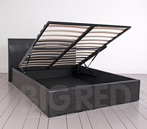4 '15,2 cm Leder Double Bett mit Stauraum in braun | nur Rahmen | niedrigem Fußteil