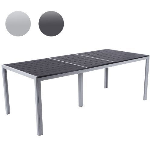 Gartentisch aus Aluminium, Witterungs- und UV-beständiger Alu Tisch für bis zu 8 Personen (Farbwahl) Gartenmöbel in hellgrau oder dunkelgrau - 200x90 (LxB)