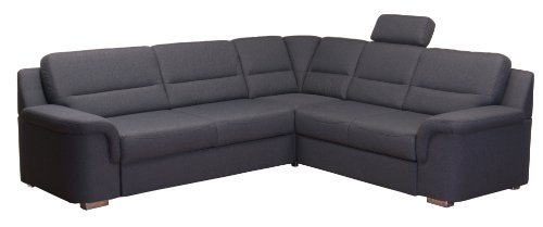 CAVADORE Ecksofa Morena/Graue Wohnzimmer-Couch im modernen Design/261 x 87 x 230 cm (BxHxT)/Strukturstoff anthrazit