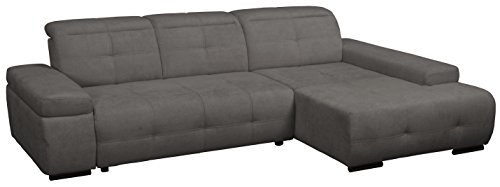 Cavadore Polsterecke Mistrel mit Longchair XL rechts / Eck-Sofa mit verstellbaren Kopfteilen / Kopfteilverstellung / Wellenunterfederung / Maße: 273 x 77-93 x 173 cm (B x H x T) / Farbe: Fango (grau)