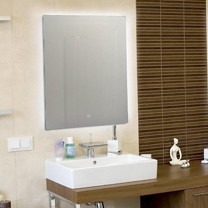 KROLLMANN LED Spiegel mit Touch Sensor, 50x70cm, Badspiegel mit LED-Beleuchtung