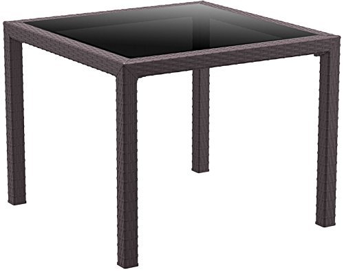 CLP Polyrattan-Tisch BALI mit eingefasster Glastischplatte | Wetterfester Gartentisch aus UV-beständigem Kunststoffgeflecht | In verschiedenen Farben erhältlich