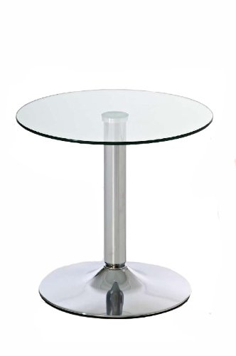 CLP Glas-Beistelltisch IKARUS mit einer runden Tischplatte aus Sicherheitsglas | Stehtisch mit Metallgestell in Chrom-Optik | Durchmesser Ø 50 cm, Höhe 48 cm klarglas