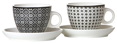 Ritzenhoff & Breker 083323 Kaffeebecher-Set Maya, 6-teilig, 300 ml, Porzellangeschirr, weiß/schwarz