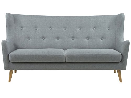 Sofa Stoffcouch Couch Dreisitzer Küchensofa Retro grau "Kaoma I" (3-Sitzer)