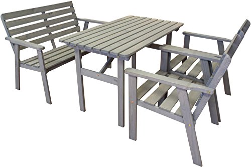 Unbekannt Garten Sitzgruppe 4-tlg grau lasiert Kiefer Tisch Stuhl 2-Sitzer