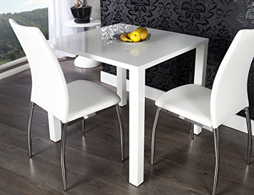 DuNord Design Esstisch weiss hochglanz modern Bistrotisch BLANCHE 80cm Design Highgloss Möbel Tisch